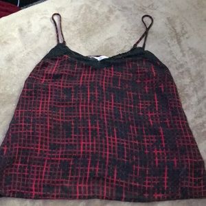 Plaid semi-sheer tank top